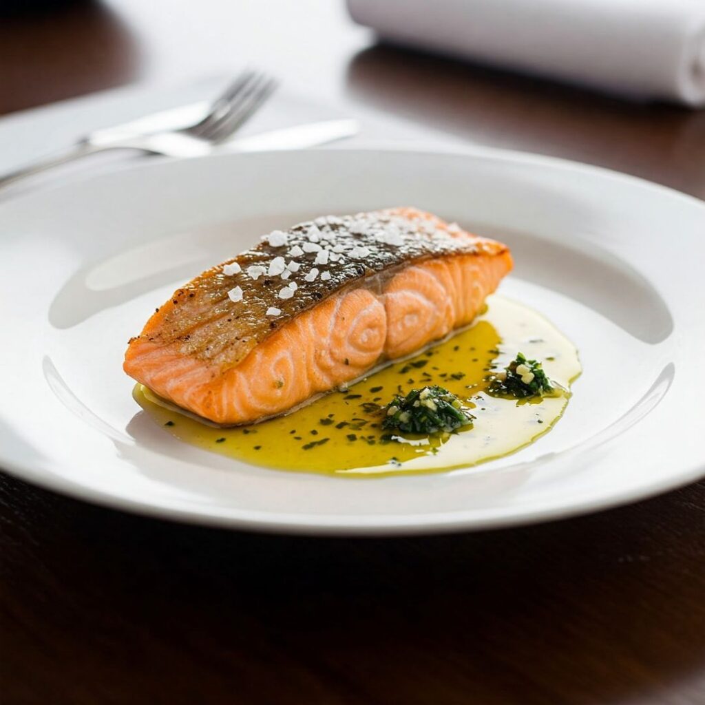 Salmon con sal marina